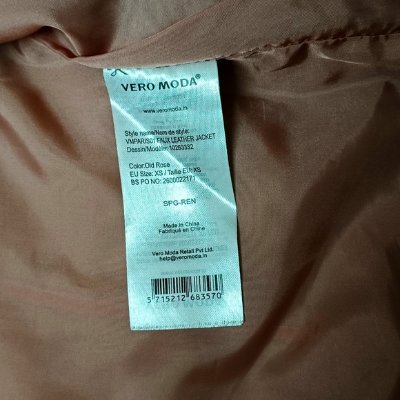 Vero Moda Old Rose Colour Faux Leather Jacket - Picture 5 of 7